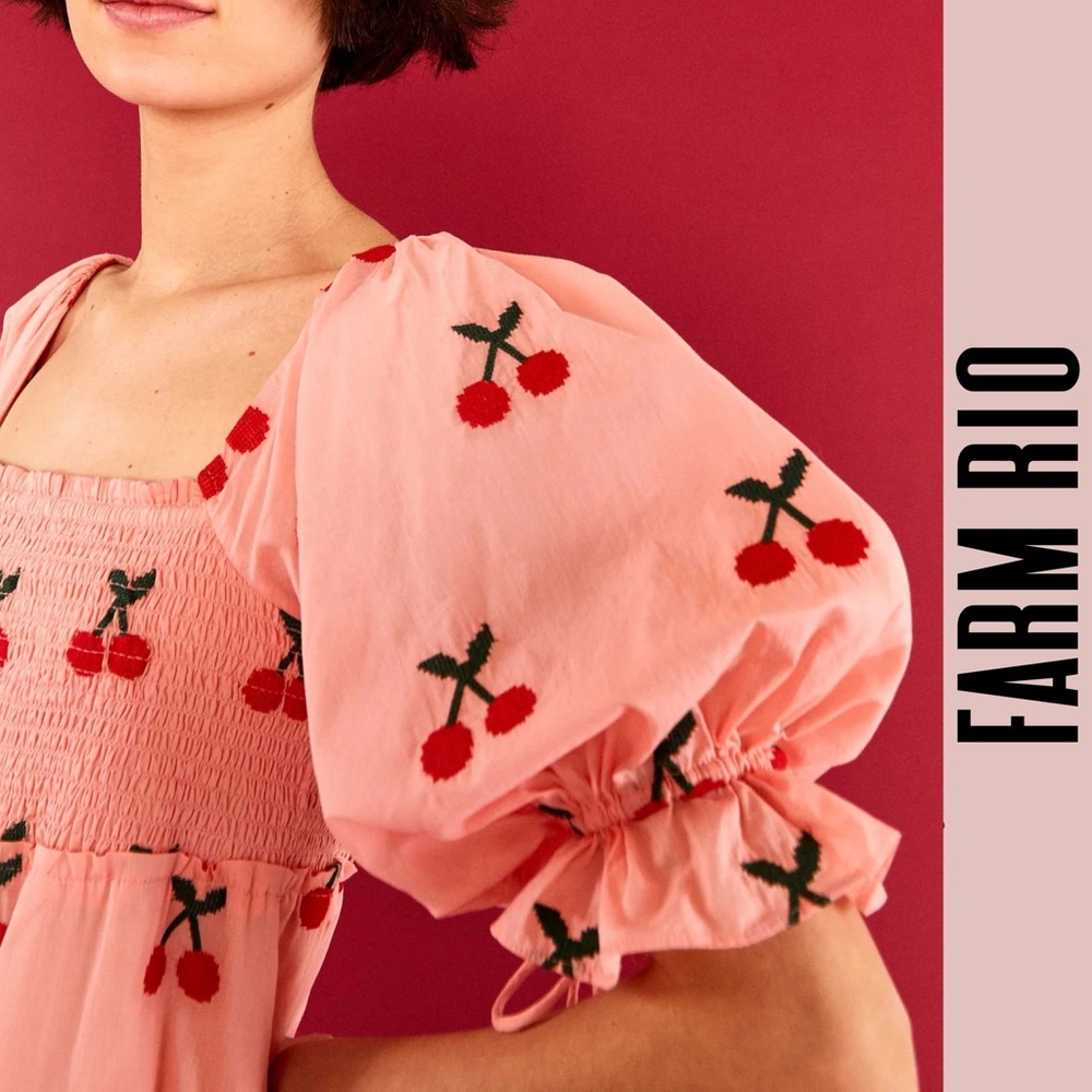 FARM Rio Pink Ruffled Tiered Sundress